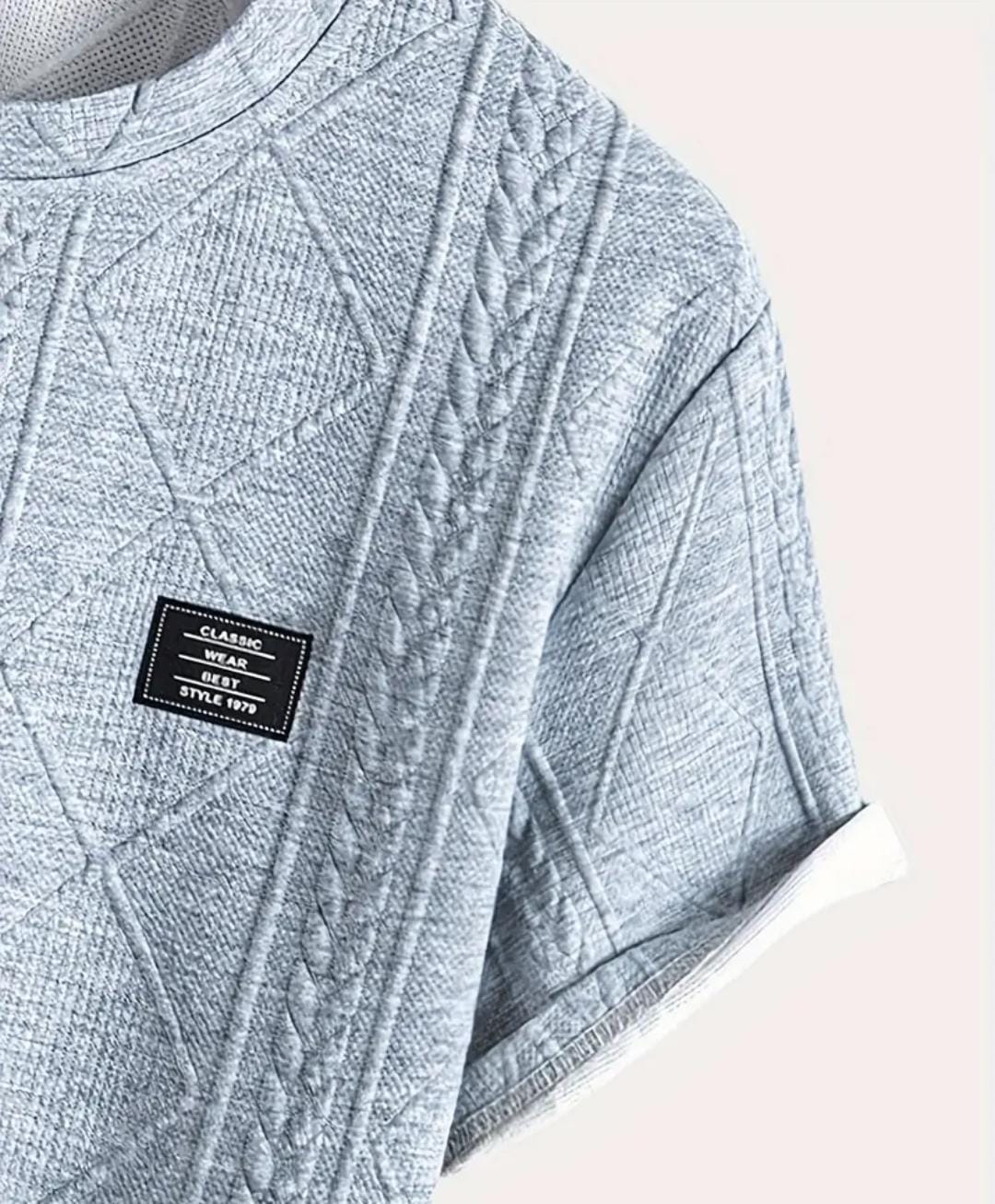 Geometric Pattern Knit Crew T-shirt