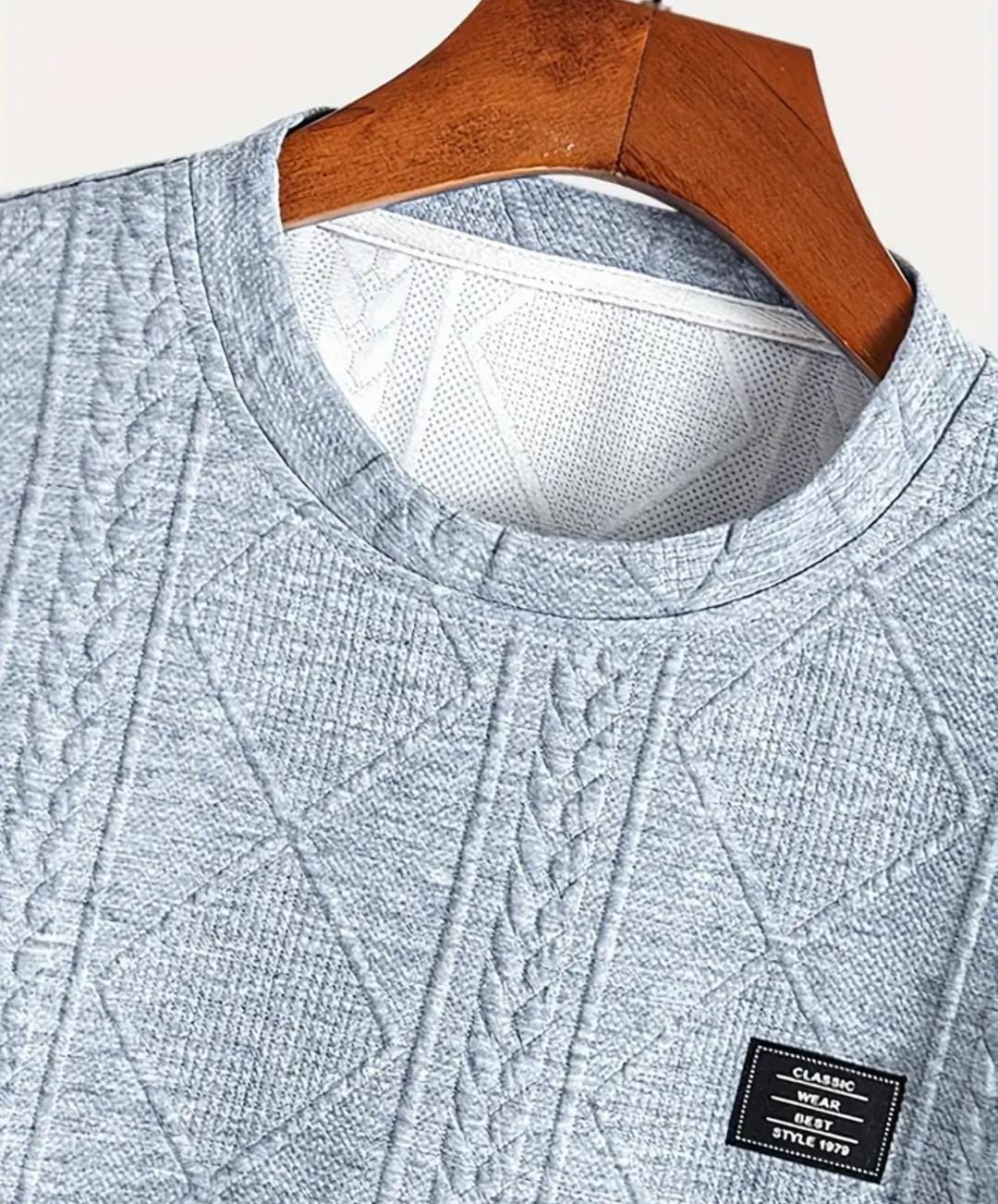 Geometric Pattern Knit Crew T-shirt