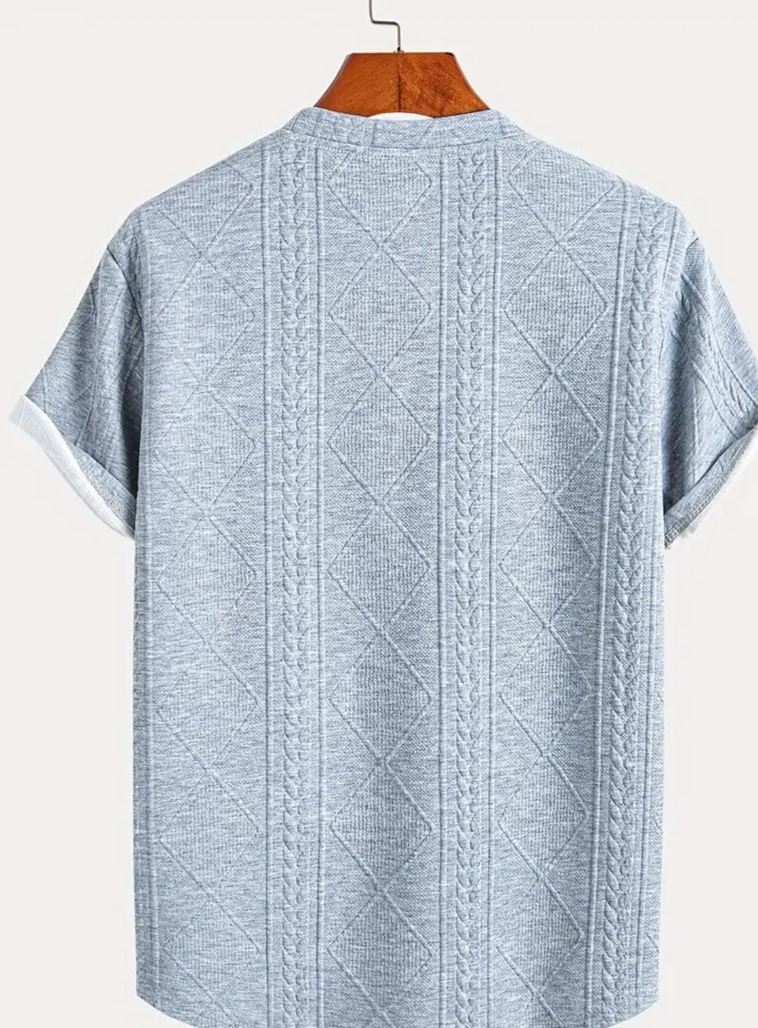 Geometric Pattern Knit Crew T-shirt