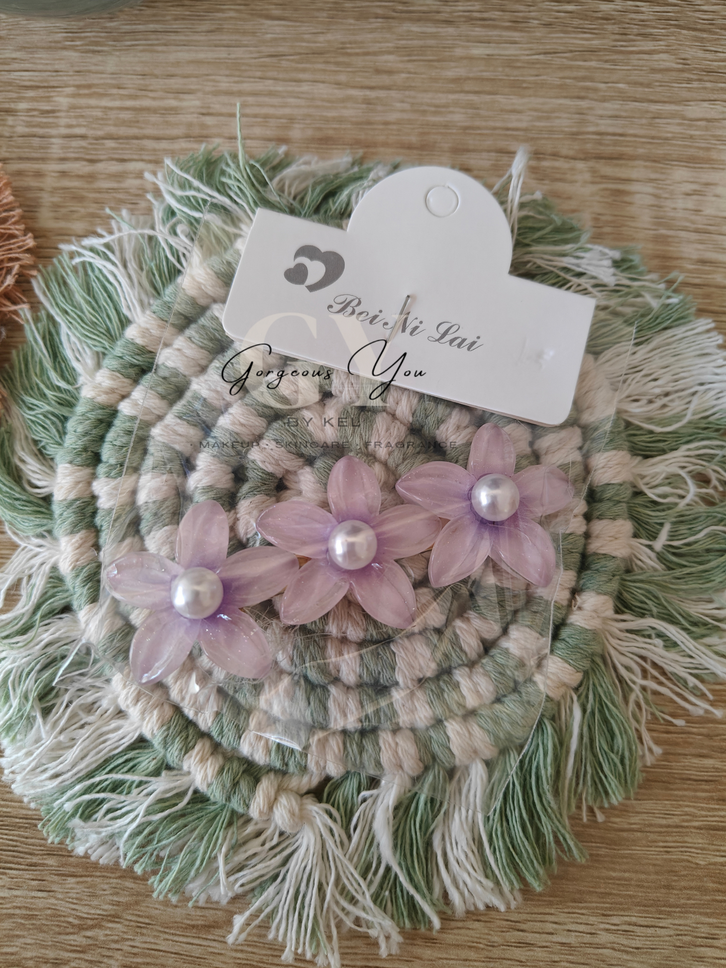 Frangipane 3 Fleur pearl clip
