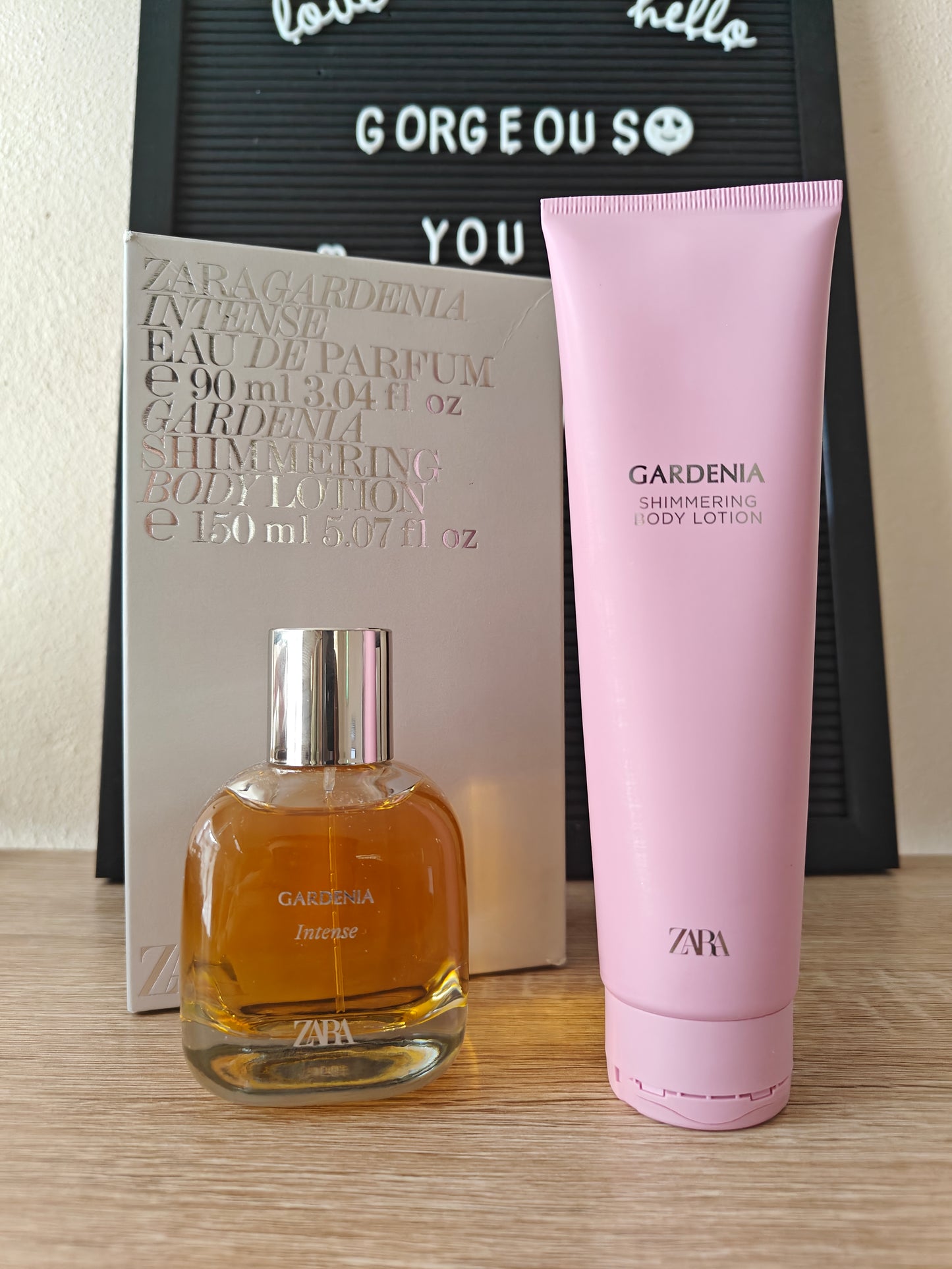 Zara Gardenia perfume and shimmering lotion