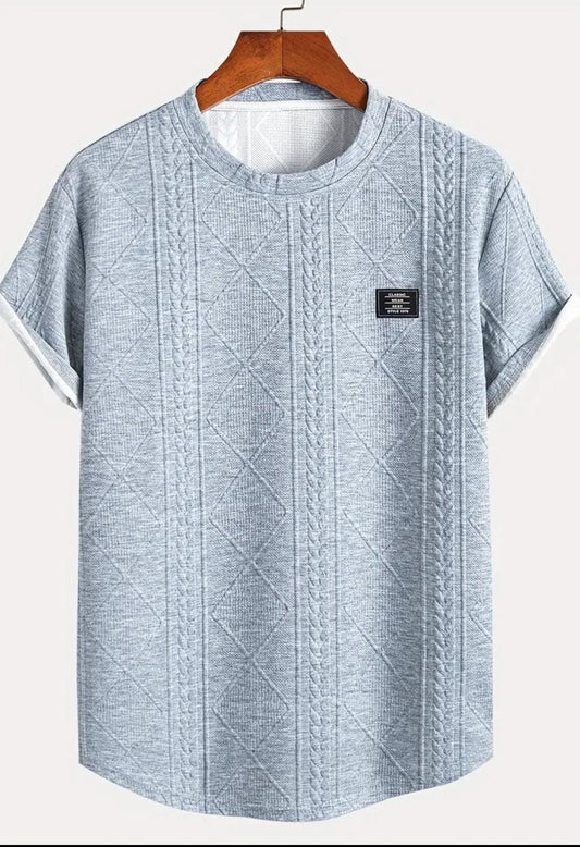 Geometric Pattern Knit Crew T-shirt