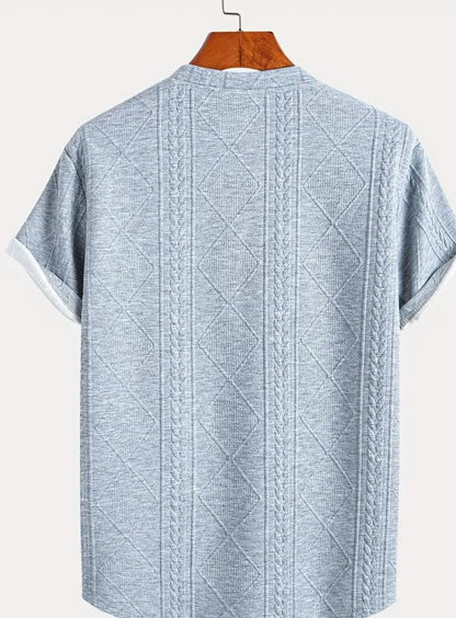 Geometric Pattern Knit Crew T-shirt