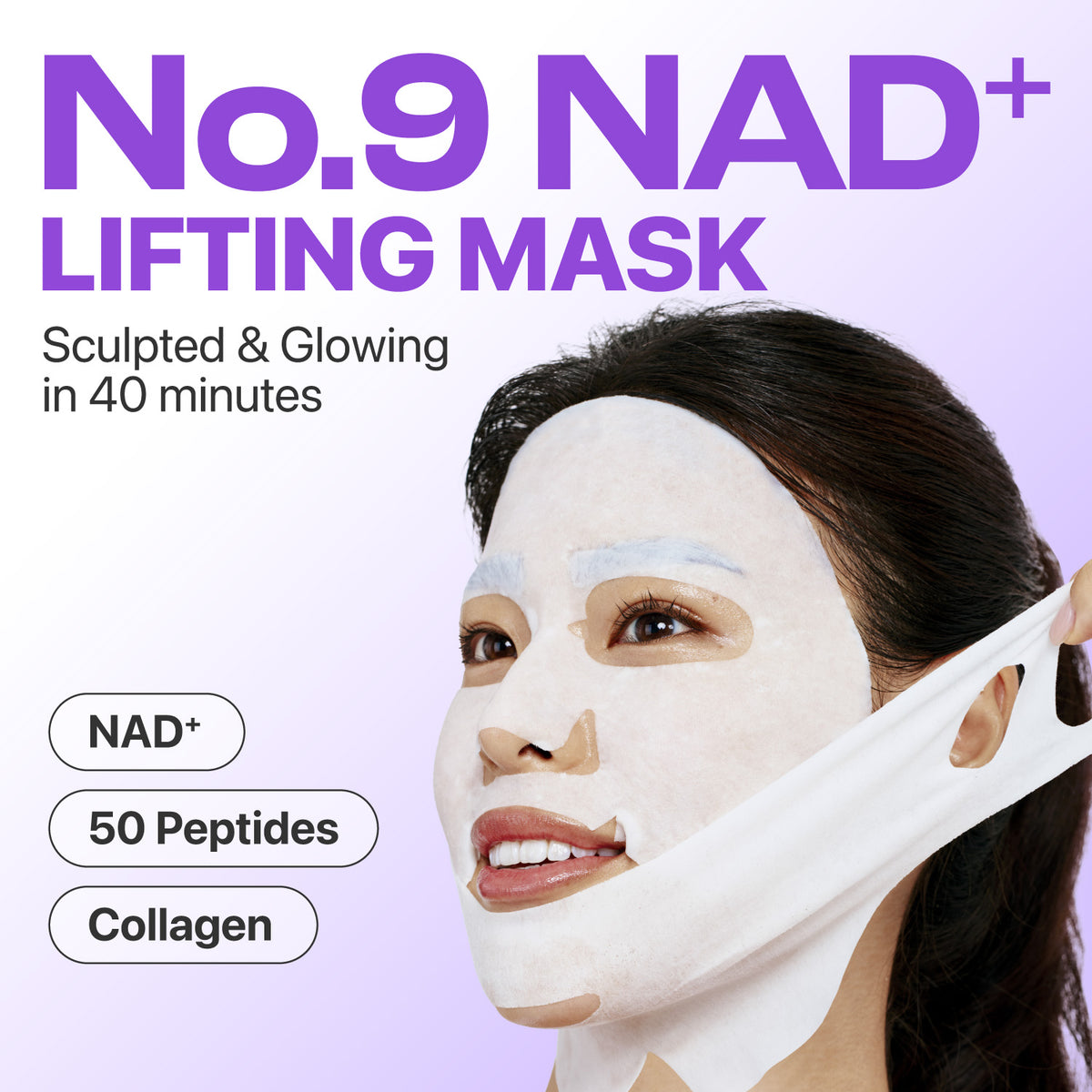 No.9 NAD+ BIO Lifting-sil Full Face Mask (4 Sheets + Lifting Band)