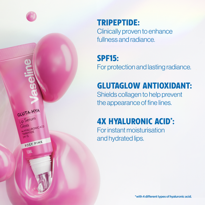 Vaseline Gluta-Hya Lip Serum Gloss Rosy Pink 10ml