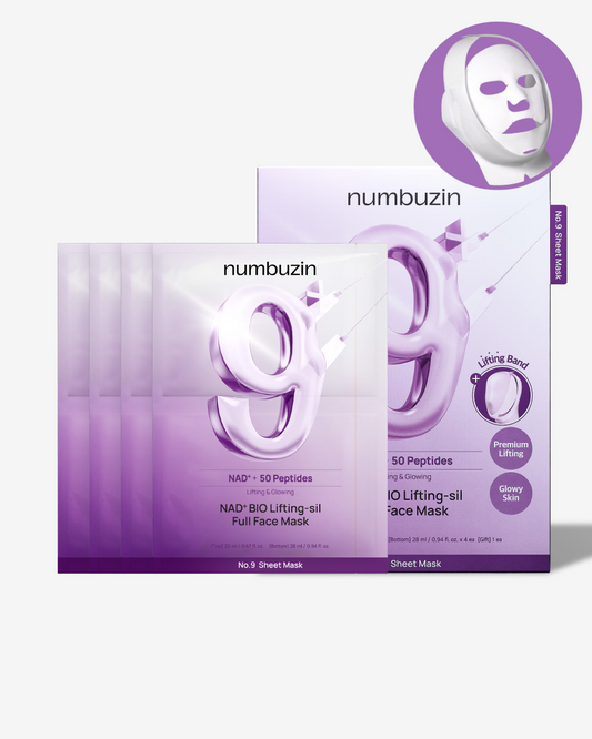 No.9 NAD+ BIO Lifting-sil Full Face Mask (4 Sheets + Lifting Band)